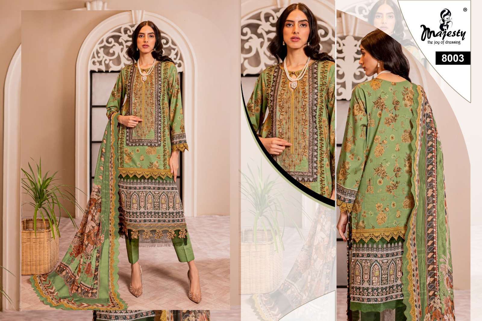 CHEVRON LAWN VOL-8 SERIES 8001 TO 8006 BY MAJESTY DESIGNER WITH PRINTED PAKISTANI STYLE JAM COTTON SUITS ARE AVAILABLE AT WHOLESALE PRICE